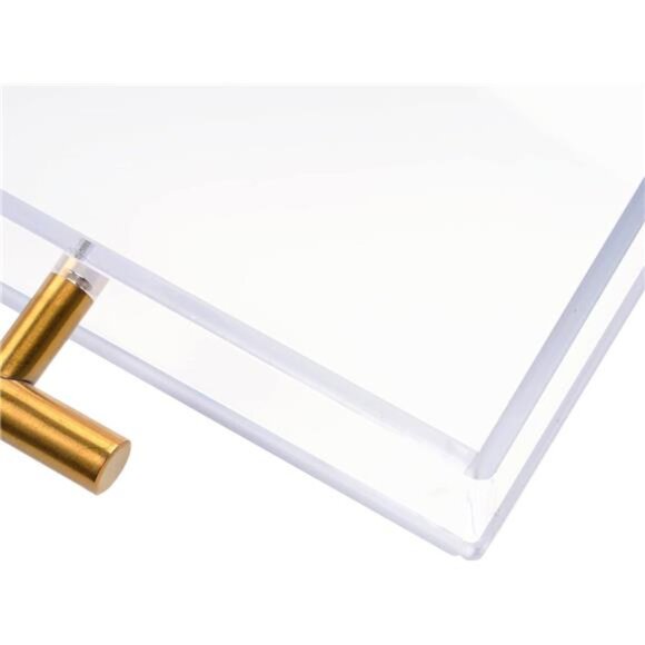 12"x16" Clear Acrylic Serving Tray with Golden Handles, Sturdy Huge Capacity - Picture 4 of 7